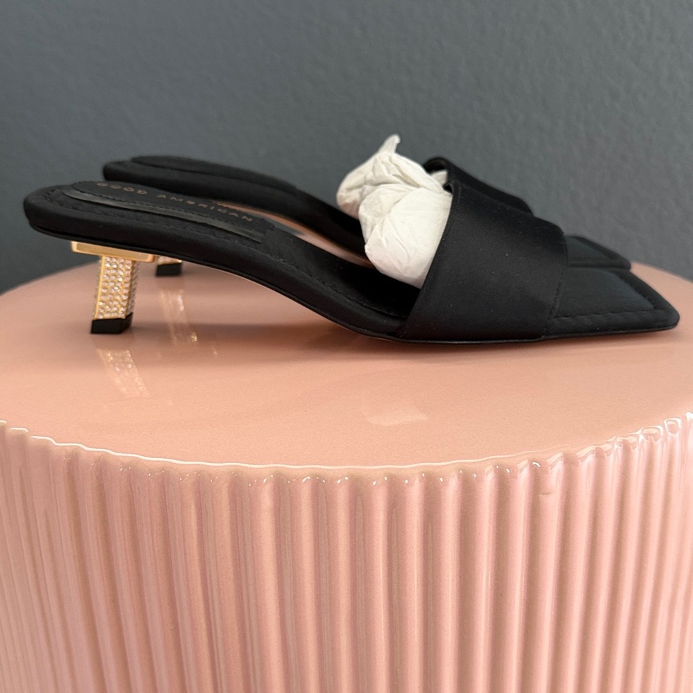 NWT Original Packaging | Good American Slide Sandal Mules - Black Satin